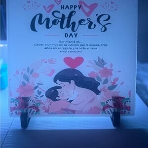 Happy Mother's Day Decorative Plaque with Pink Floral Illustration